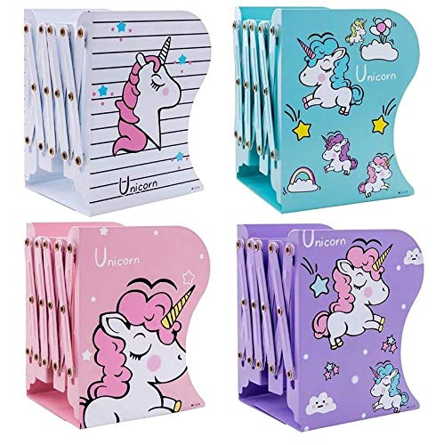Expandable Metal Book Holder Shelf Rack - Unicorn