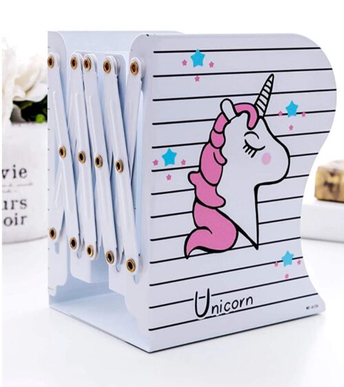 Expandable Metal Book Holder Shelf Rack - Unicorn