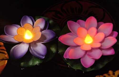Water Sensor Flameless Lotus LED Candle Tea Lights - Set of 6