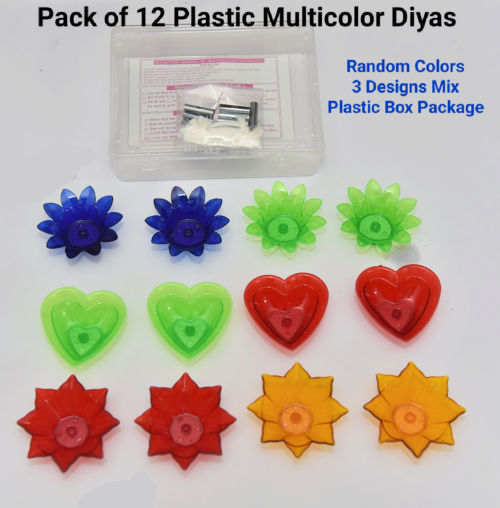 ARHAM Multicolor Reflection Diyas - Set of 12 Diyas - Premium Quality