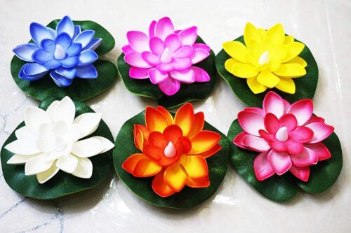 Water Sensor Flameless Lotus LED Candle Tea Lights - Set of 6