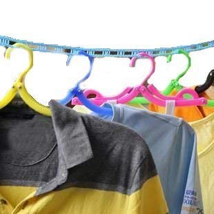 Windproof Anti-Slip Clothes Drying Nylon Rope with Hooks - 5 Meter