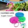 Windproof Anti-Slip Clothes Drying Nylon Rope with Hooks - 5 Meter
