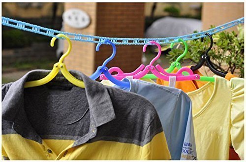Windproof Anti-Slip Clothes Drying Nylon Rope with Hooks - 5 Meter