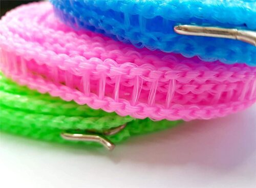Windproof Anti-Slip Clothes Drying Nylon Rope with Hooks - 5 Meter