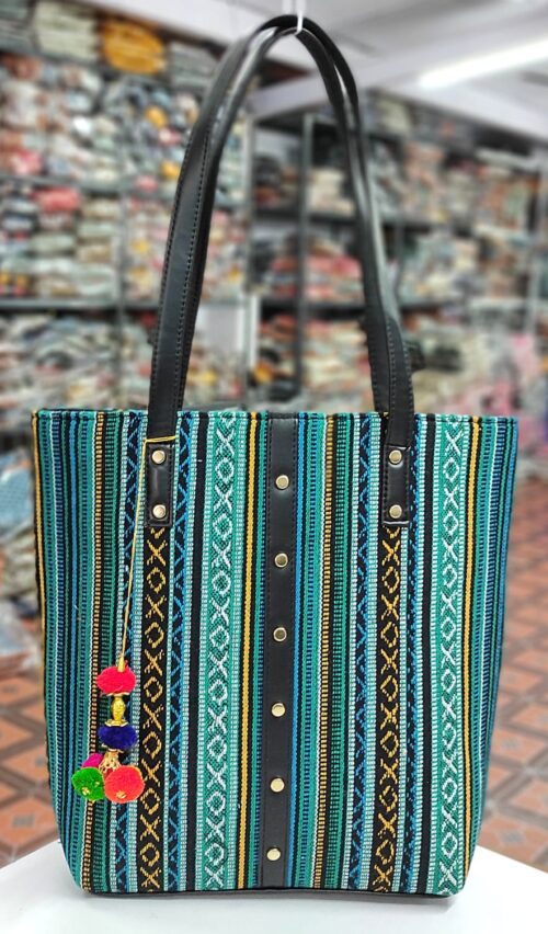 Studded Jacquard Tote Bag