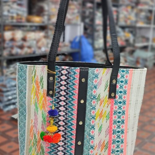 Studded Jacquard Tote Bag