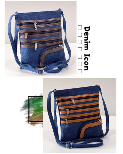 Denim Zipper Sling Bags