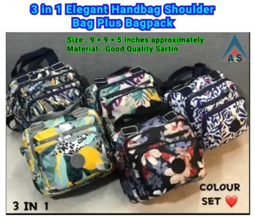 3 in 1 Elegant Handbag Shoulder Bag Plus Backpack