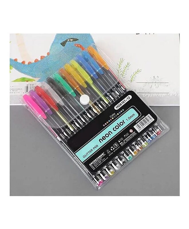 Neon Glitter Color Pens – Set of 12