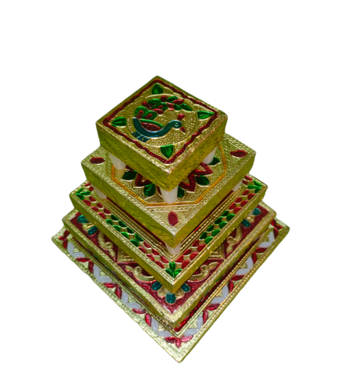 Golden Meenakari Chowki / Bajot / Chaurang With PVC Legs