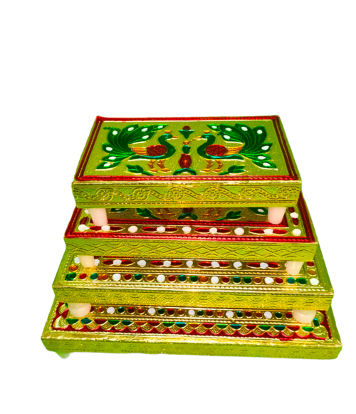 Golden Meenakari Patla / Chowki / Bajot With PVC Legs: