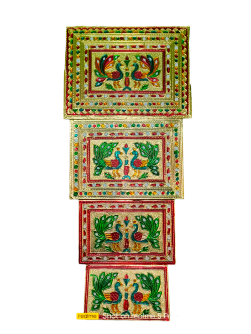 Golden Meenakari Patla / Chowki / Bajot With PVC Legs: