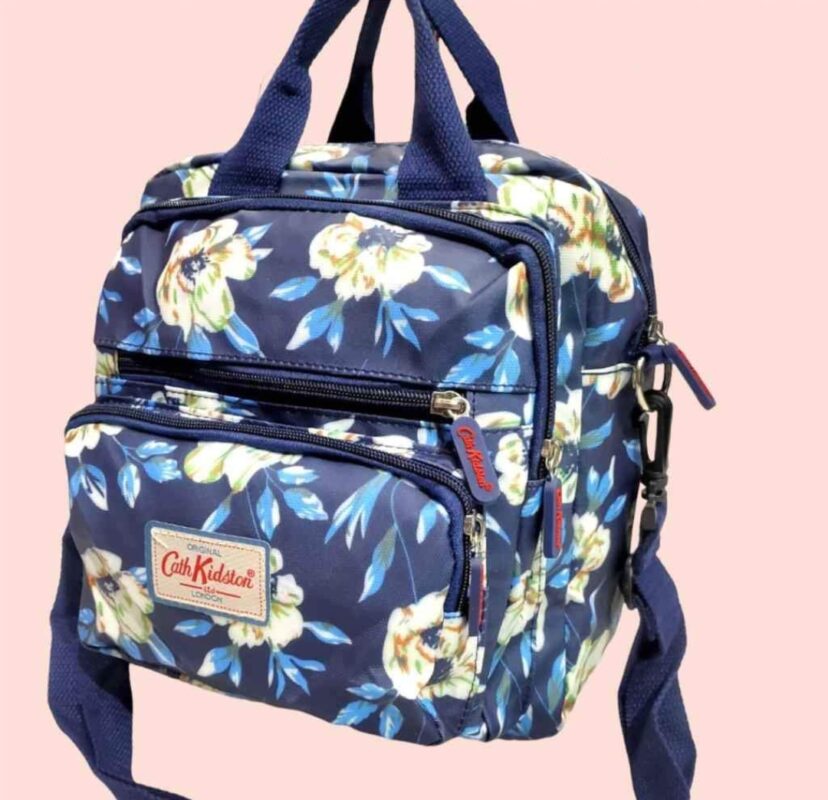 Cream Blue Leaves Floral