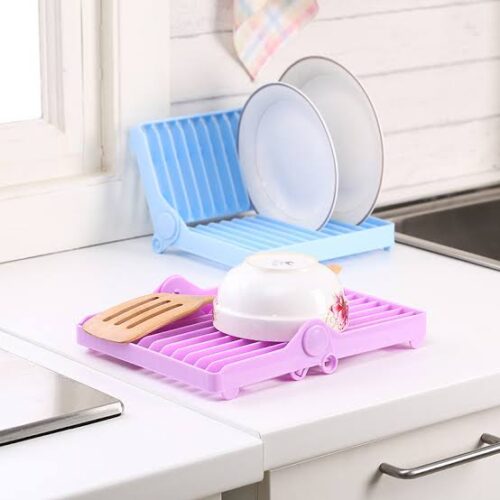 Foldable Dish Drying Rack Plate Storage Holder
