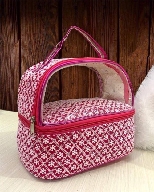 Double Layer Lucknowi Chikan Work Vanity Bag