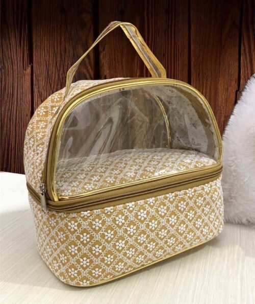 Double Layer Lucknowi Chikan Work Vanity Bag