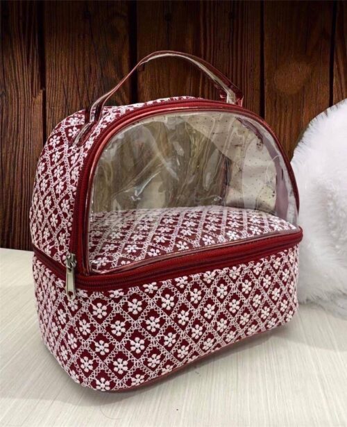Double Layer Lucknowi Chikan Work Vanity Bag