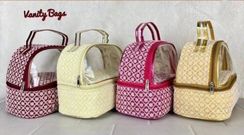 Double Layer Lucknowi Chikan Work Vanity Bag