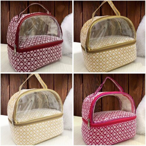 Double Layer Lucknowi Chikan Work Vanity Bag
