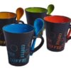 Black Ceramic Mug with Spoon – Assorted Random Color