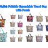 Stylish Printed Foldable Expandable Travel Bag with Pouch